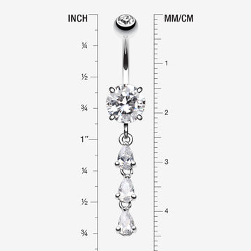 Detail View 1 of Sweet Cascading Gems Belly Button Ring-Clear Gem